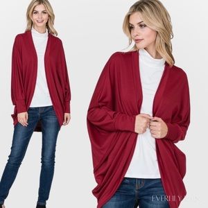 3 PK |  Wine French Terry Open Cardigan